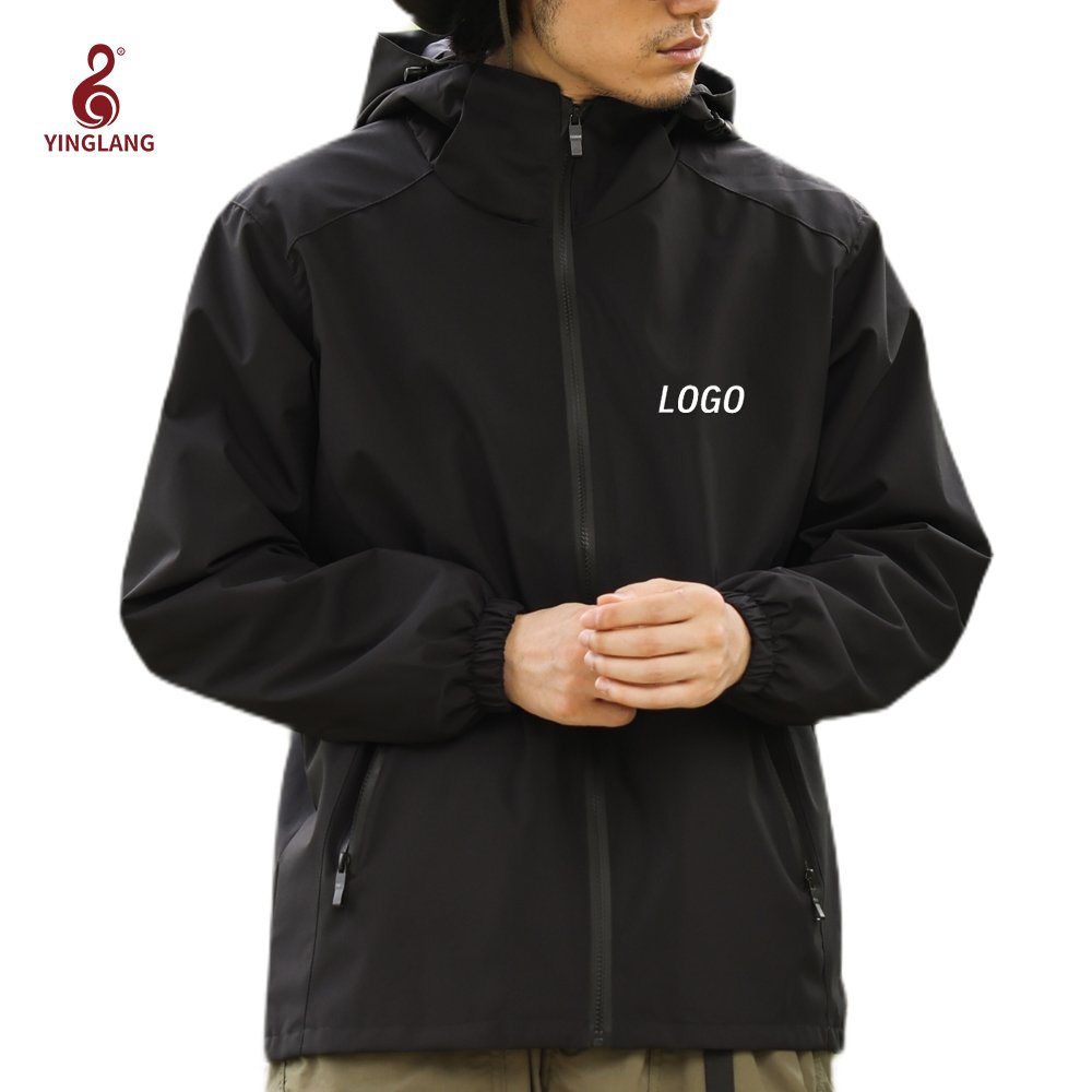 Adults unisex soft shell jacket Unisex Custom Men's Zip-Up Windbreaker Jacket with Hood Sportswear Gym Wear by Manufacturers