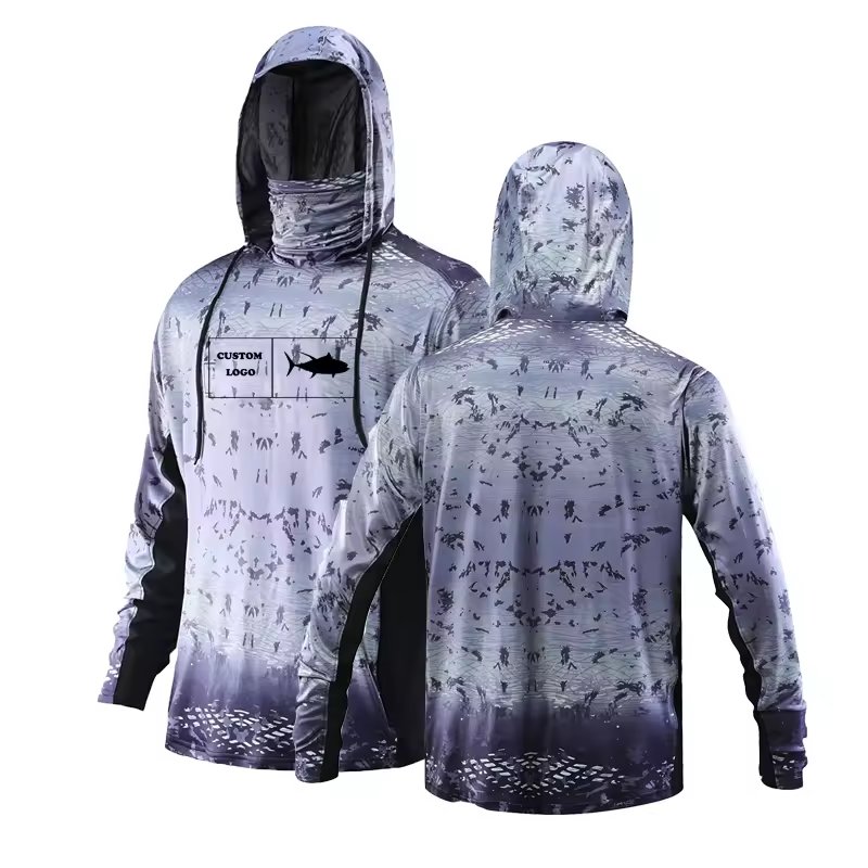 SAIKE Custom Logo Fish Mouth Hoodie Quick Dry Upf 50 Long Sleeve Shirt With Hood Protection Breathable Printed Fishing Clothes
