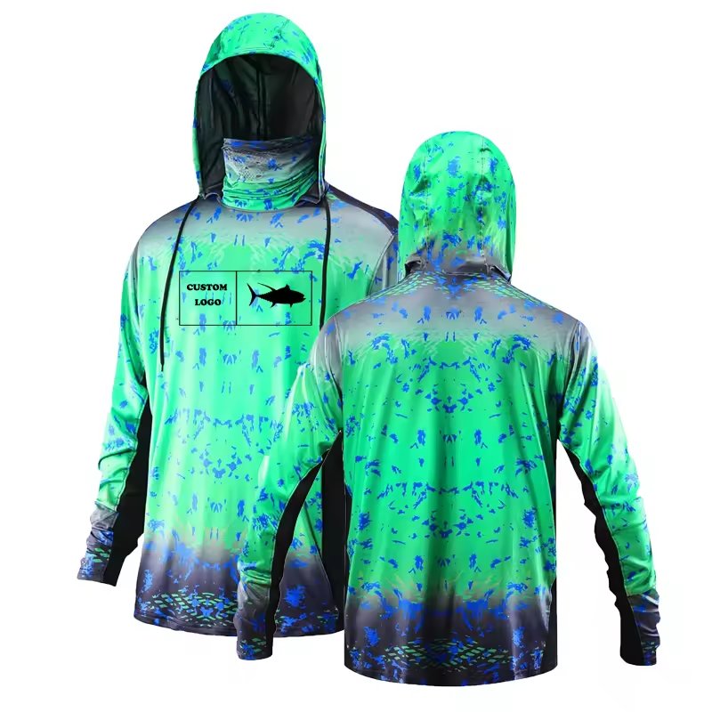 SAIKE Custom Logo Fish Mouth Hoodie Quick Dry Upf 50 Long Sleeve Shirt With Hood Protection Breathable Printed Fishing Clothes