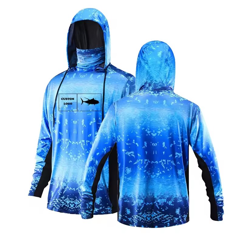 SAIKE Custom Logo Fish Mouth Hoodie Quick Dry Upf 50 Long Sleeve Shirt With Hood Protection Breathable Printed Fishing Clothes