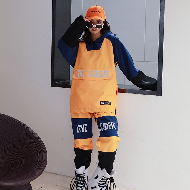 Latest Outdoor Waterproof Black Blue Orange Skiing plus size One Piece Jumpsuit Snowboard Wear Hooded Ski Wear