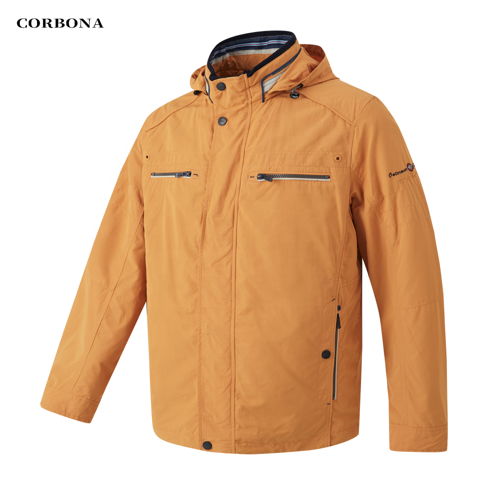 CORBONA New Man Fashion Spring Jacket Windproof Coat Orange Hooded Big Size Outdoor Parka Multi-Pockets Casual Clothing