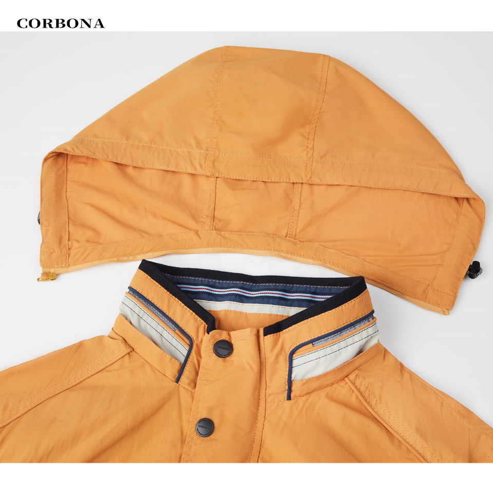 CORBONA New Man Fashion Spring Jacket Windproof Coat Orange Hooded Big Size Outdoor Parka Multi-Pockets Casual Clothing