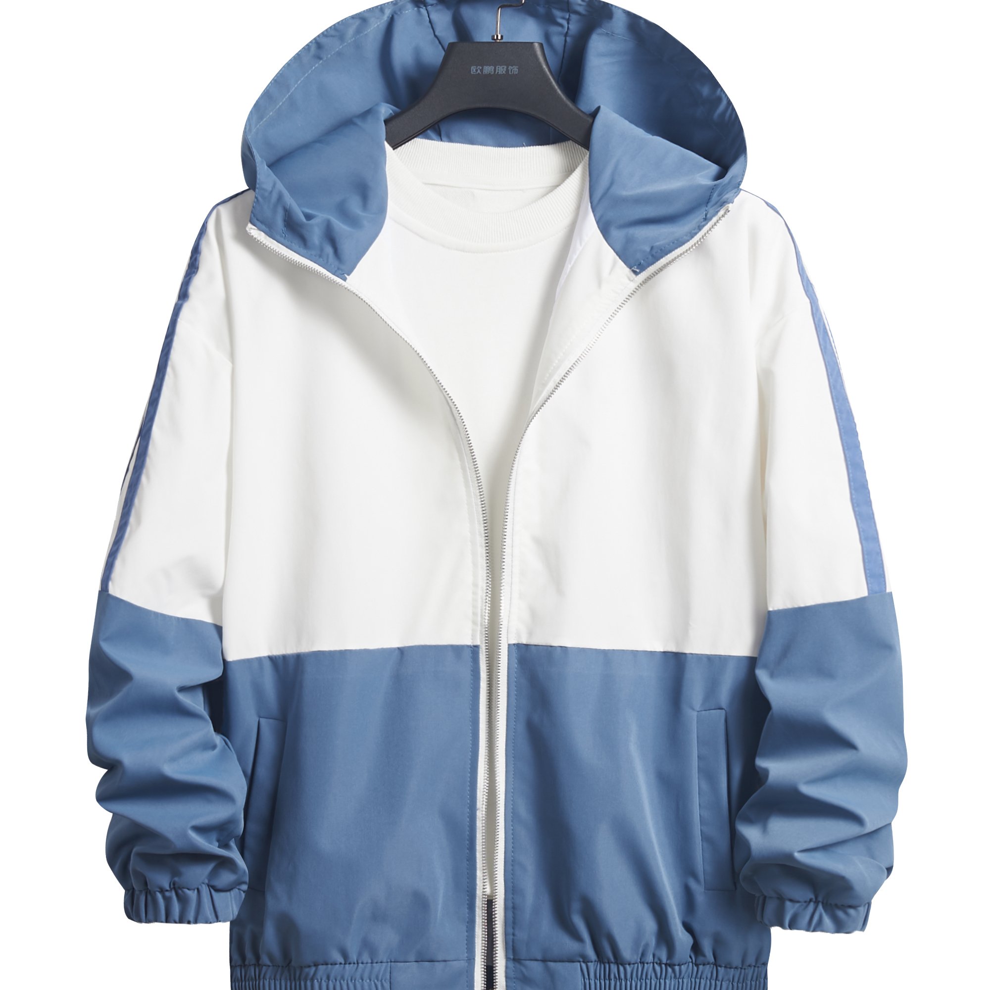 Lidong brand custom colorblock windbreaker hoodie Outdoor Mens Casual windbreaker Jacket for Men