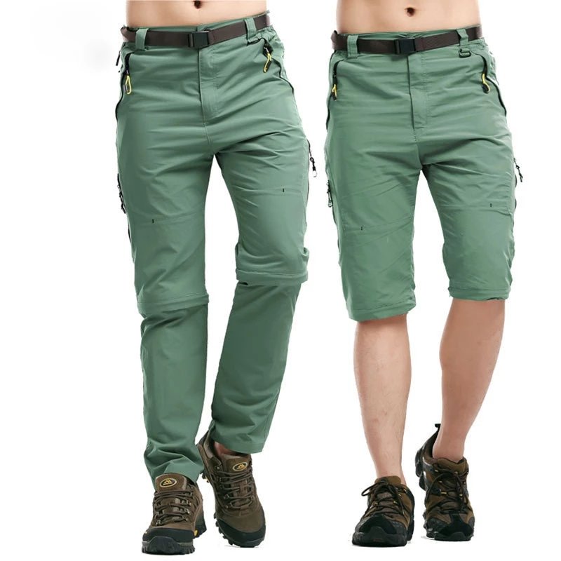 Men's Outdoor Detachable Quick Dry Trousers Hiking Camping Pants Thin Climbing Fishing Breathable Anti-wear Plus Size Pants