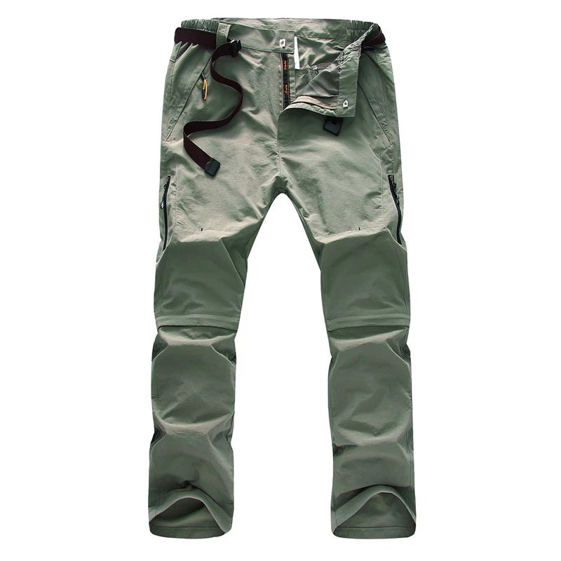 Men's Outdoor Detachable Quick Dry Trousers Hiking Camping Pants Thin Climbing Fishing Breathable Anti-wear Plus Size Pants