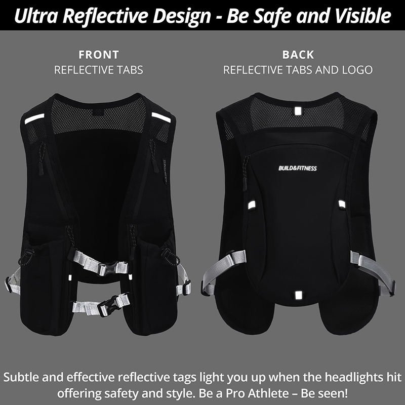 BSCI Factory Outdoor Sports Hiking Cycling Marathon Lightweight Reflective Hydration Trail Running Vest with 500ml Water Bottles