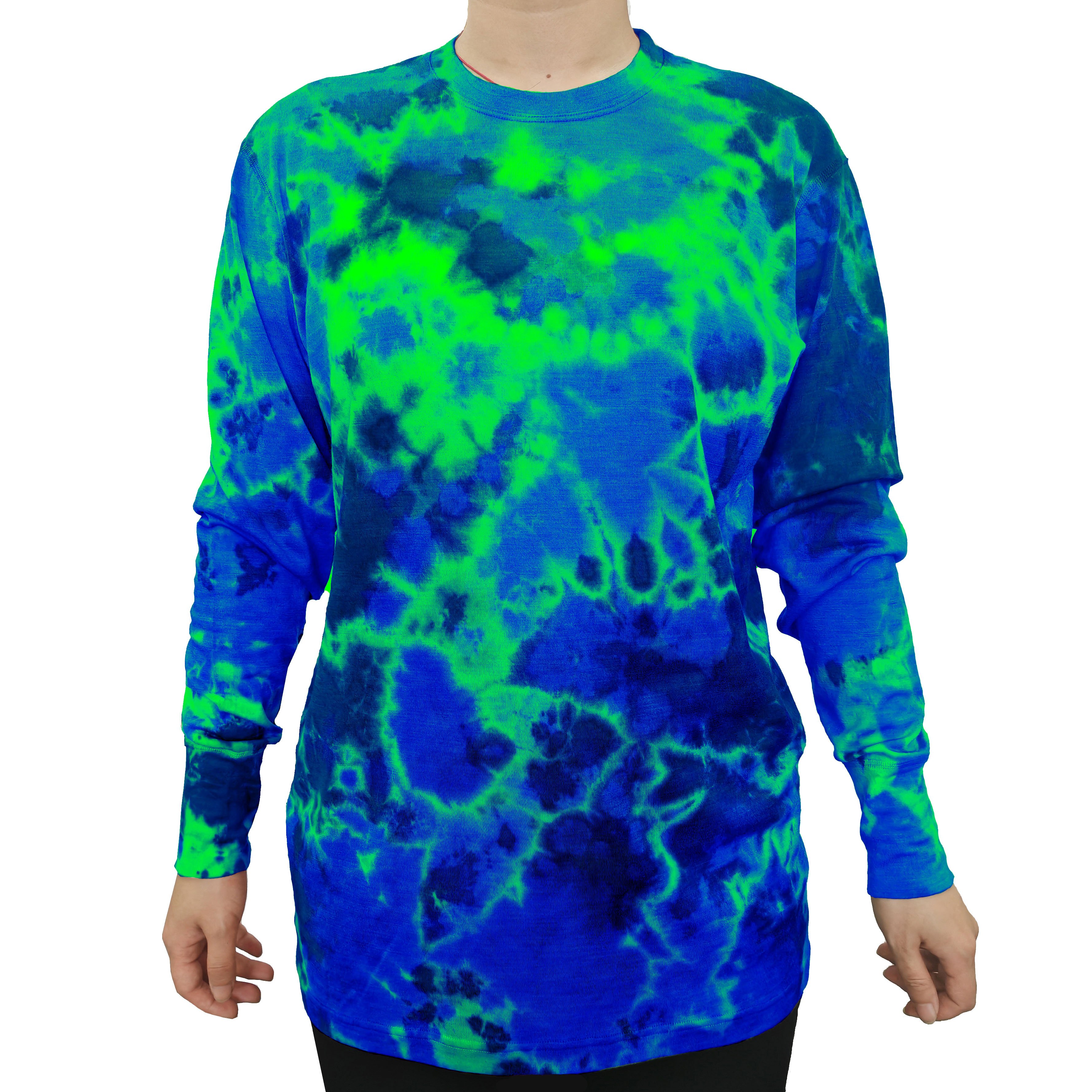 New Design Tie Dying 100% Merino Wool Long Sleeve Base Layer Women's Crew Neck Shirt Merino Wool Blend T-shirt