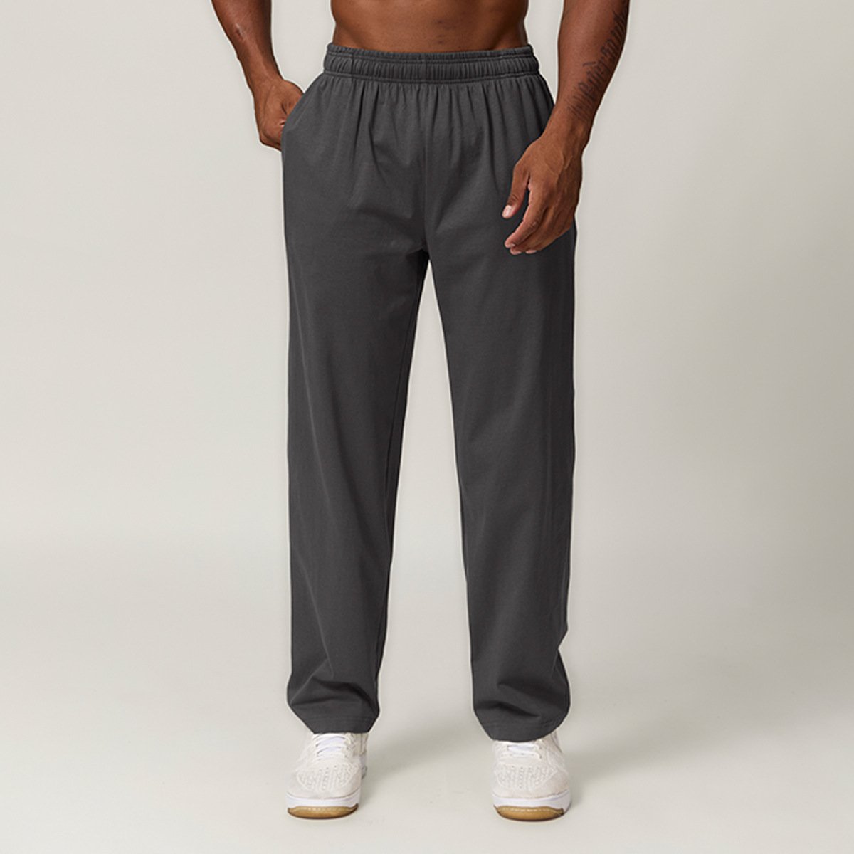 American pure cottonstraight-leg sports casualpantsfall and wintermen home work clothing outdoor hiking pure color sweatpants