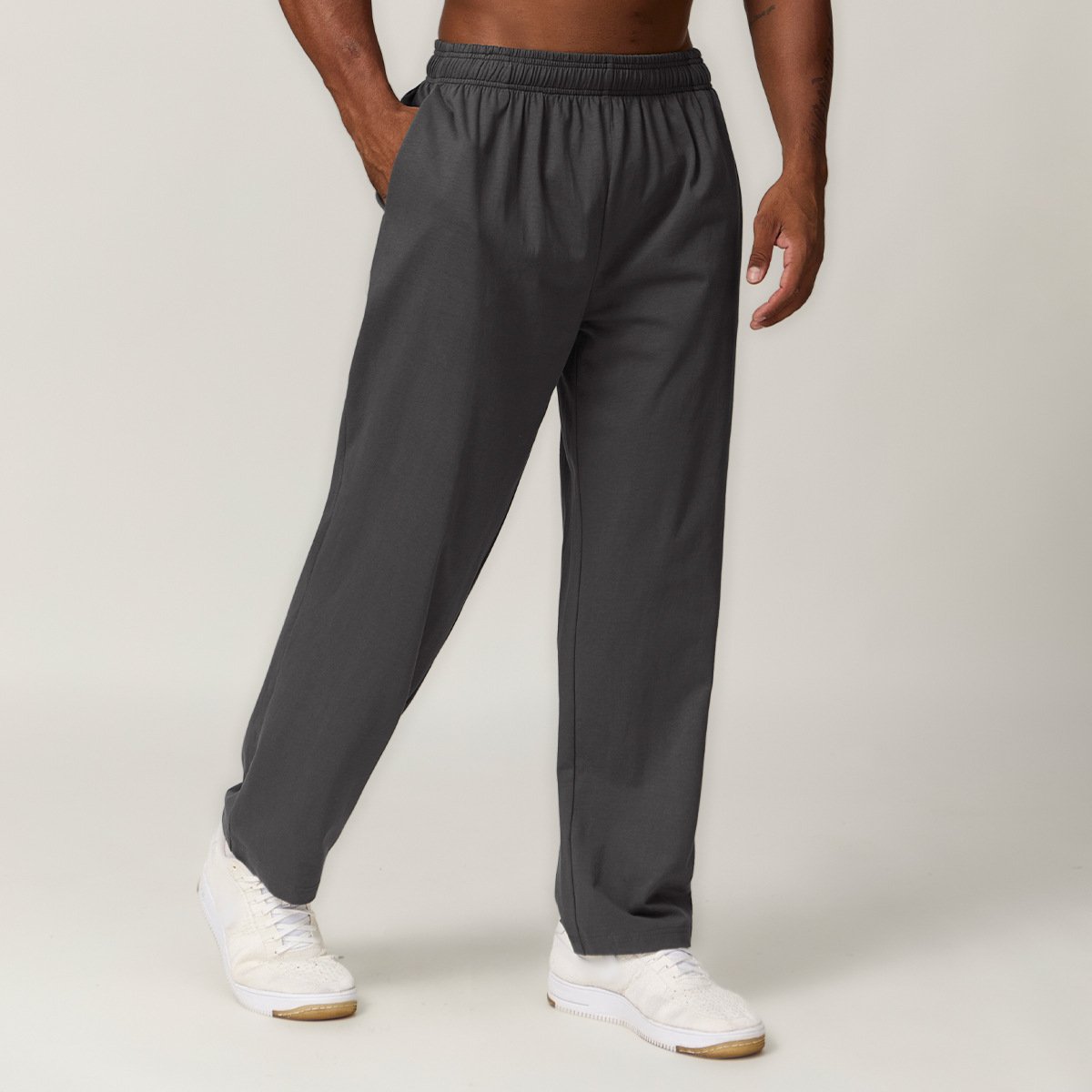 American pure cottonstraight-leg sports casualpantsfall and wintermen home work clothing outdoor hiking pure color sweatpants