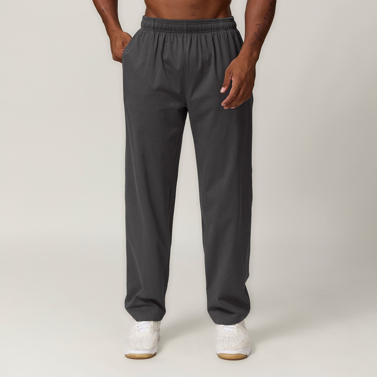 American pure cottonstraight-leg sports casualpantsfall and wintermen home work clothing outdoor hiking pure color sweatpants