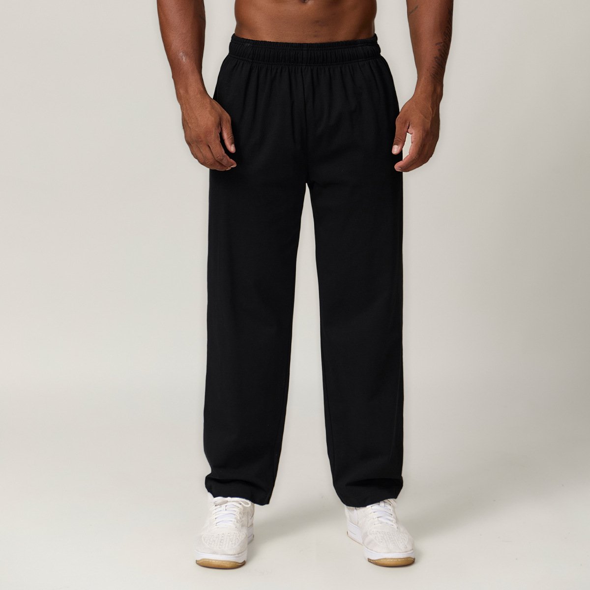 American pure cottonstraight-leg sports casualpantsfall and wintermen home work clothing outdoor hiking pure color sweatpants