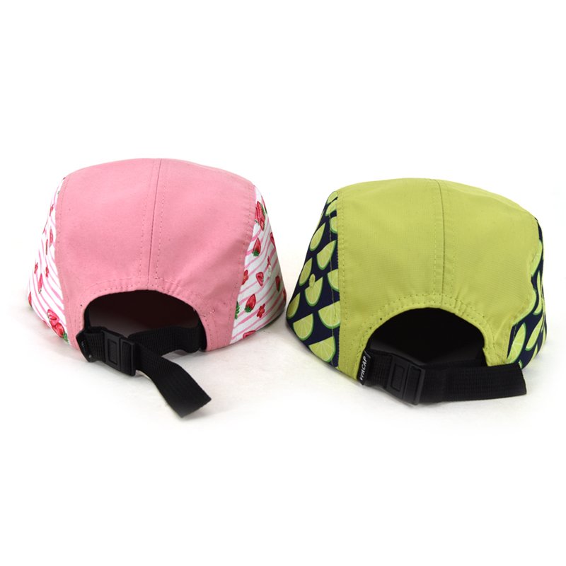 Wholesale Custom Logo Outdoor Sport Hiking 5 Panel Hats Fruit Printing Five Panel Baseball Caps Hats