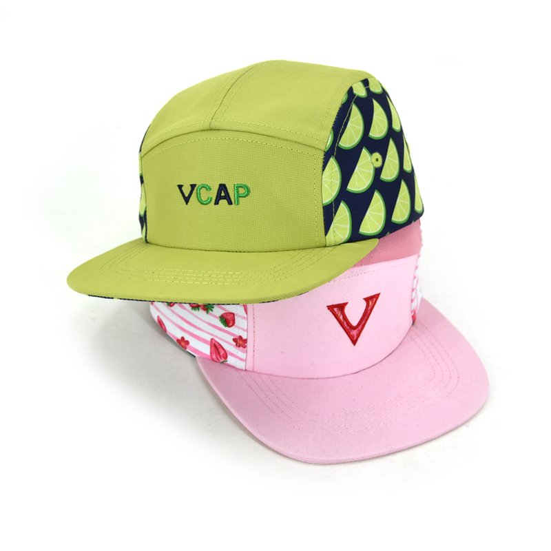 Wholesale Custom Logo Outdoor Sport Hiking 5 Panel Hats Fruit Printing Five Panel Baseball Caps Hats