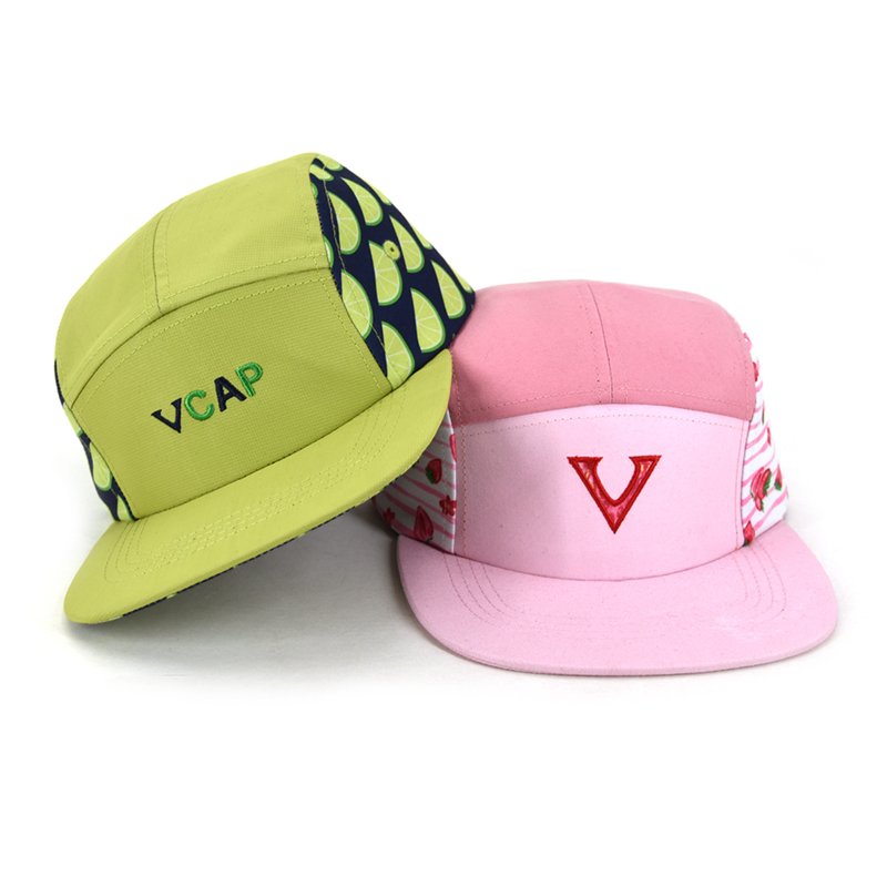 Wholesale Custom Logo Outdoor Sport Hiking 5 Panel Hats Fruit Printing Five Panel Baseball Caps Hats