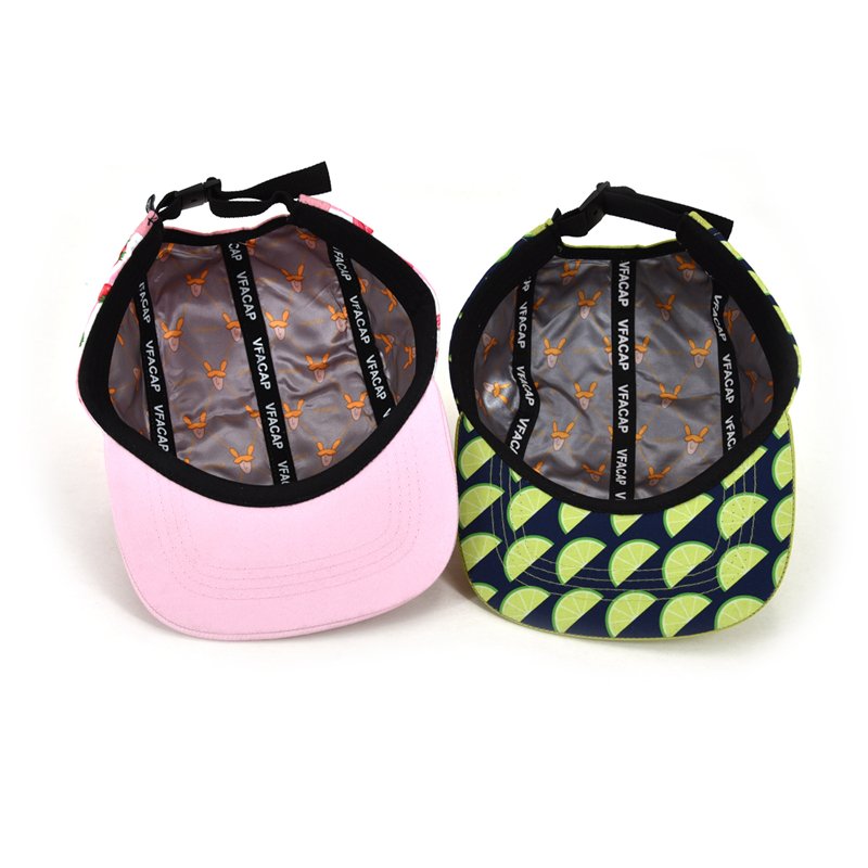 Wholesale Custom Logo Outdoor Sport Hiking 5 Panel Hats Fruit Printing Five Panel Baseball Caps Hats