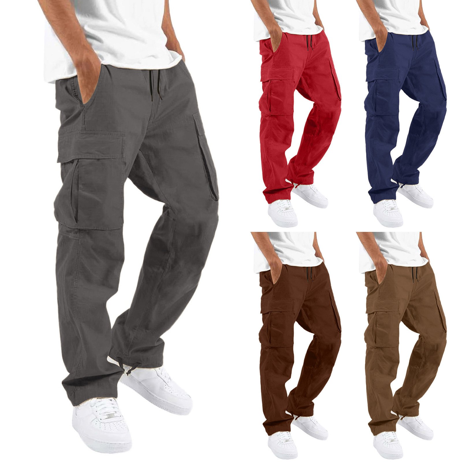 New High Quality Buttons Middle Waist Overalls Joggers Mens Formal Hiking Cargo Pants Trousers Sweatpants With Pockets