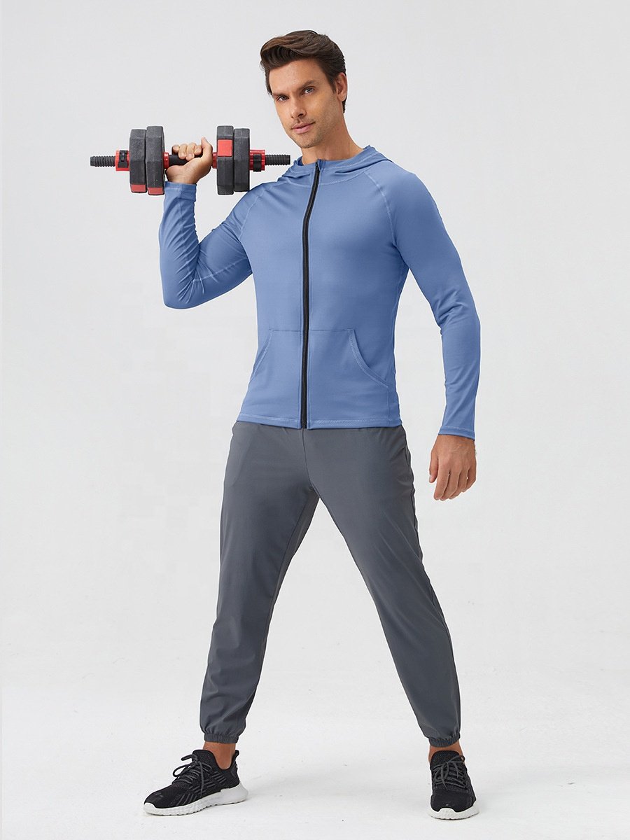 Fitness Coat 90% Polyester 10% Spandex Sportswear Mens Ropa Deportiva Hombre Zipper Workout Clothing Gym Jacket Training Wear