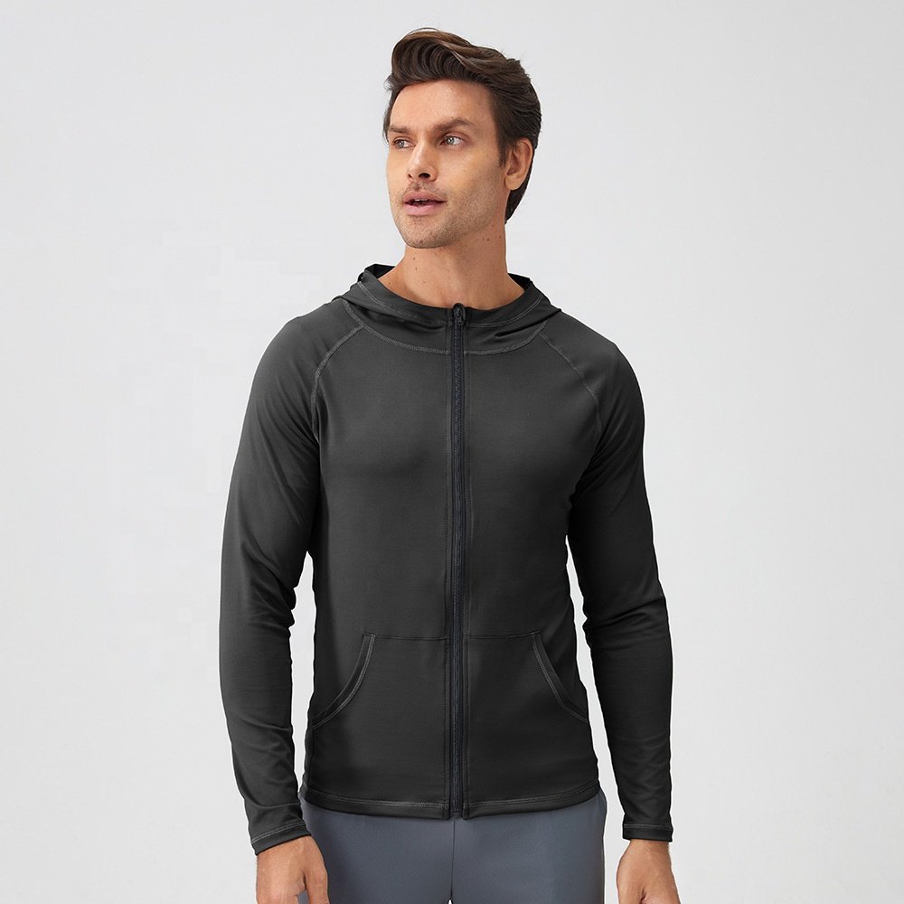 Fitness Coat 90% Polyester 10% Spandex Sportswear Mens Ropa Deportiva Hombre Zipper Workout Clothing Gym Jacket Training Wear