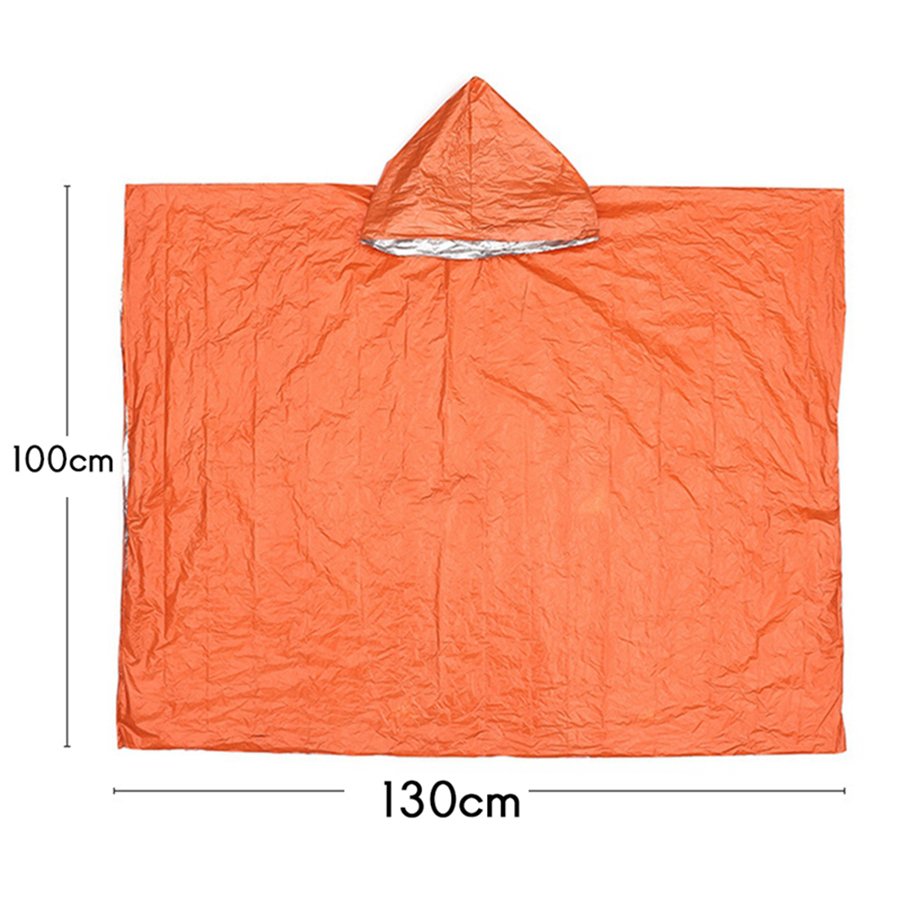Waterproof Survival Raincoat with Reflective PE Blanket for Camping Hiking first aid aluminum film