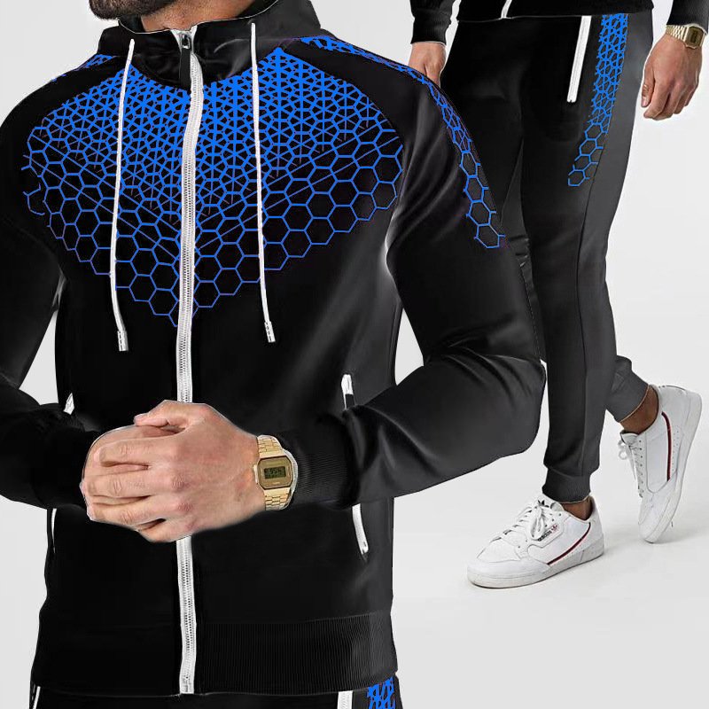 New Fashion Clothing Spring Autumn Sporty Suit Cotton Outdoor Camping Hiking Sport Set Honeycomb Print High Quality Suits