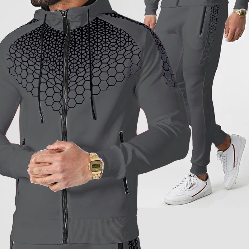 New Fashion Clothing Spring Autumn Sporty Suit Cotton Outdoor Camping Hiking Sport Set Honeycomb Print High Quality Suits