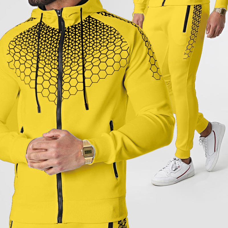 New Fashion Clothing Spring Autumn Sporty Suit Cotton Outdoor Camping Hiking Sport Set Honeycomb Print High Quality Suits