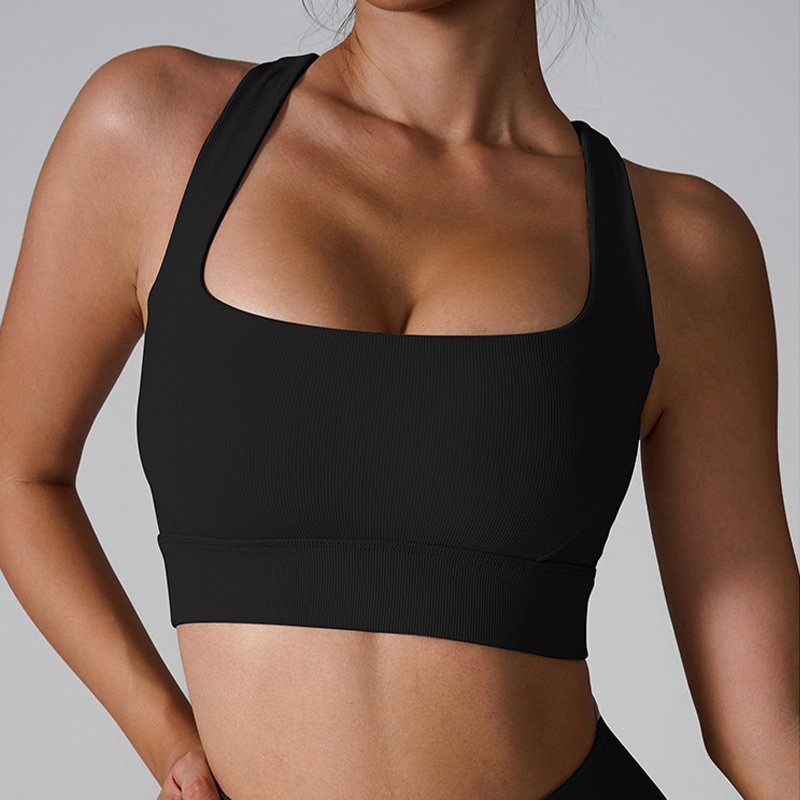 Custom Logo Nude Feeling Cross Back Yoga Bra Sexy High Impact Training Sports Bra With Pad Workout Running Gym Wear Outfit