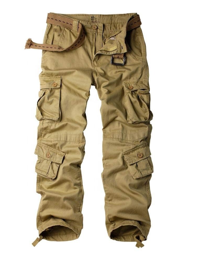 Men's wild overalls camouflage pants cotton casual work pants pocket Khaki menswear store