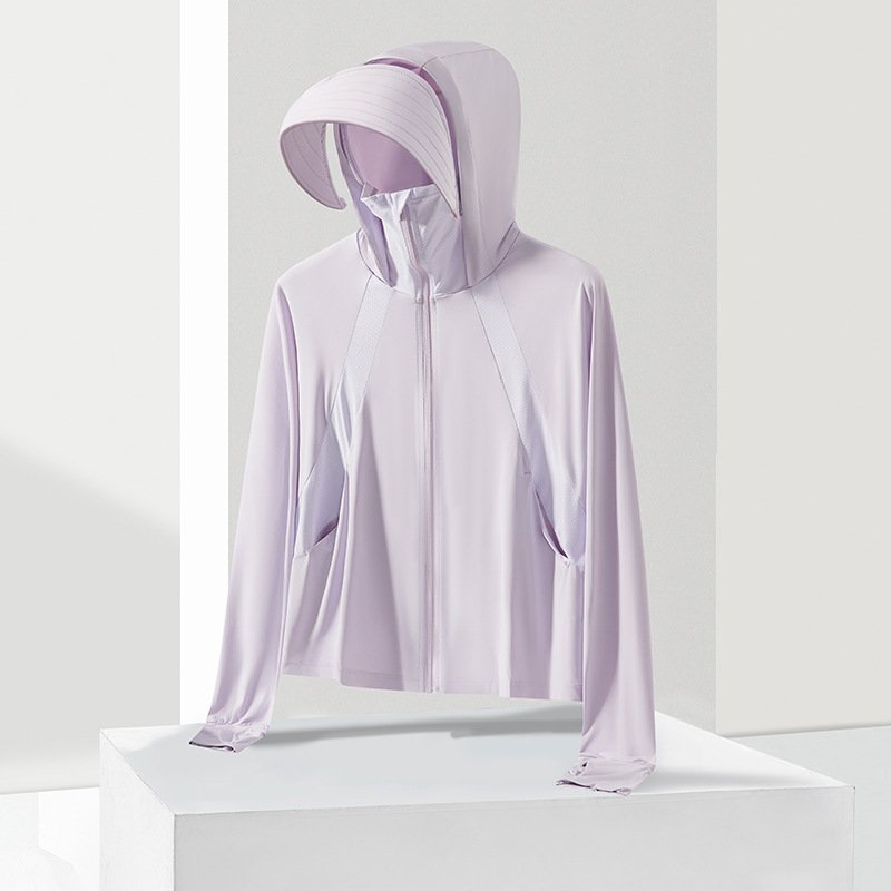 New Design Women Outdoor Quick-dry Sun Protection Clothing With Hooded UPF50+ Ice Cold Anti-uv Sunscreen Jacket