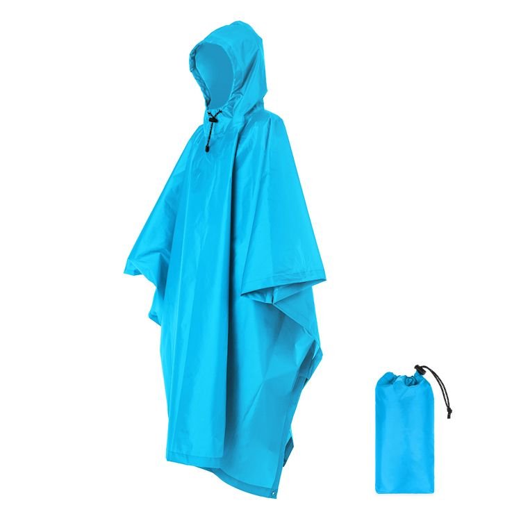 3-in-1 Waterproof Rain Poncho Lightweight Hooded Rain Coat Picnic Mat Blanket Sun Shelter for Outdoor Camping Hiking Cycle Climb