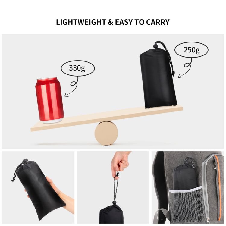 3-in-1 Waterproof Rain Poncho Lightweight Hooded Rain Coat Picnic Mat Blanket Sun Shelter for Outdoor Camping Hiking Cycle Climb