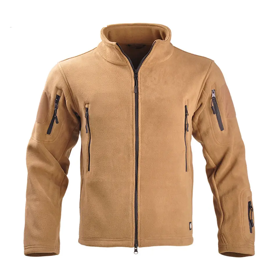 Gujia Outdoors Hunting Softshell Warm Windproof Hiking Windbreaker Clothing Fleece Tactical Jacket With Hat