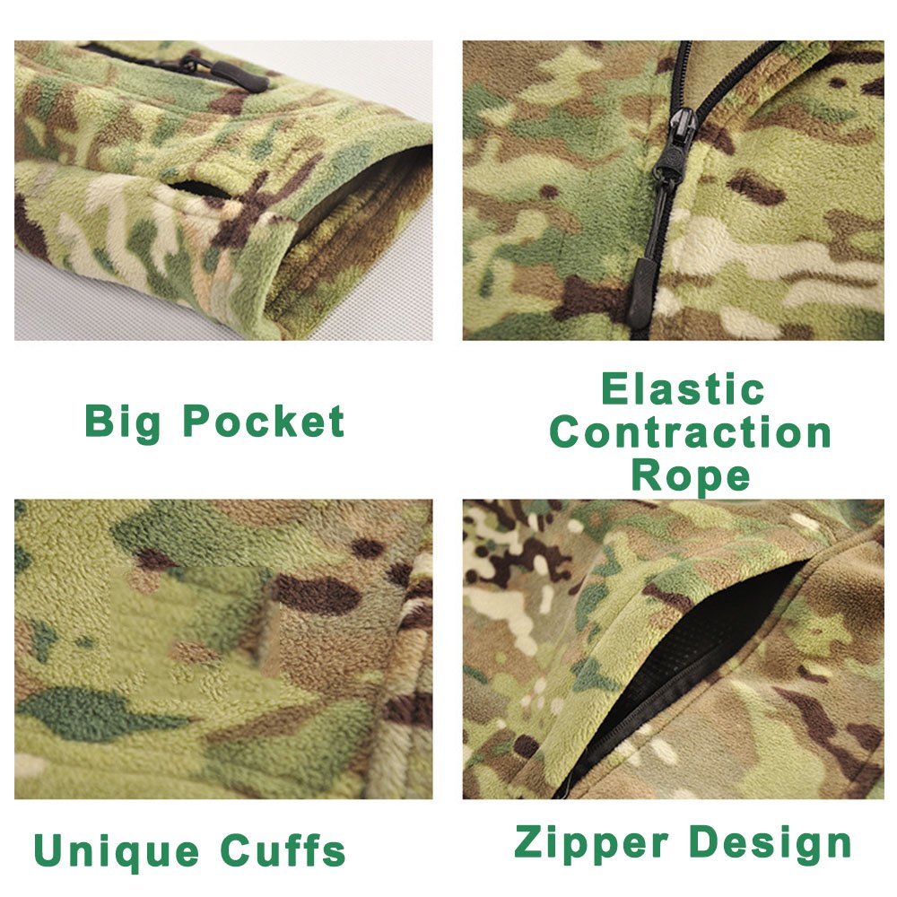 Gujia Outdoors Hunting Softshell Warm Windproof Hiking Windbreaker Clothing Fleece Tactical Jacket With Hat