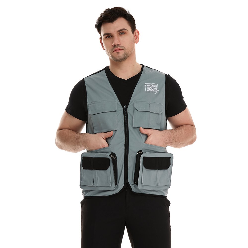 ZX Custom Men's Cargo Fishing Vest Outdoor Work Hiking Safari Travel Photography Hunting Camping Shooting Utility Multi Pockets