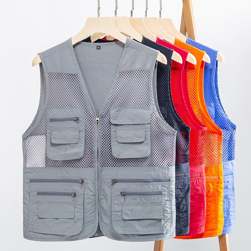 ZX Custom Men's Cargo Fishing Vest Outdoor Work Hiking Safari Travel Photography Hunting Camping Shooting Utility Multi Pockets