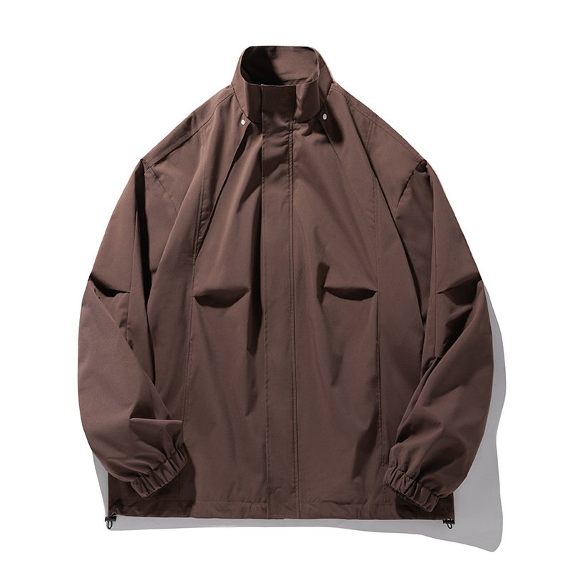 Men's Lightweight Stand Collar Spring Jackets Zip Closure Loose Design Windbreaker Hiking Work Made Drop Shipping