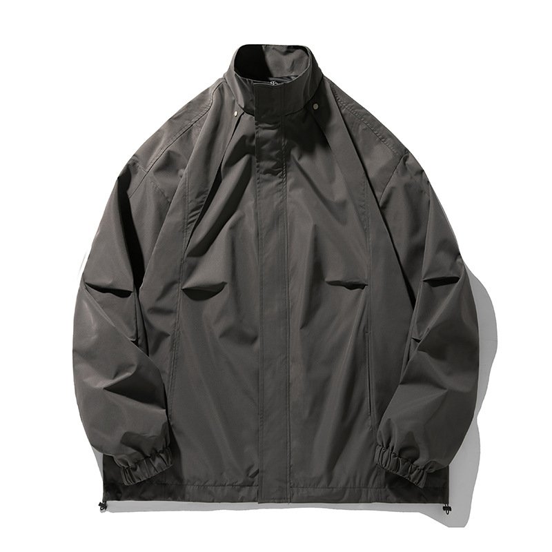 Men's Lightweight Stand Collar Spring Jackets Zip Closure Loose Design Windbreaker Hiking Work Made Drop Shipping