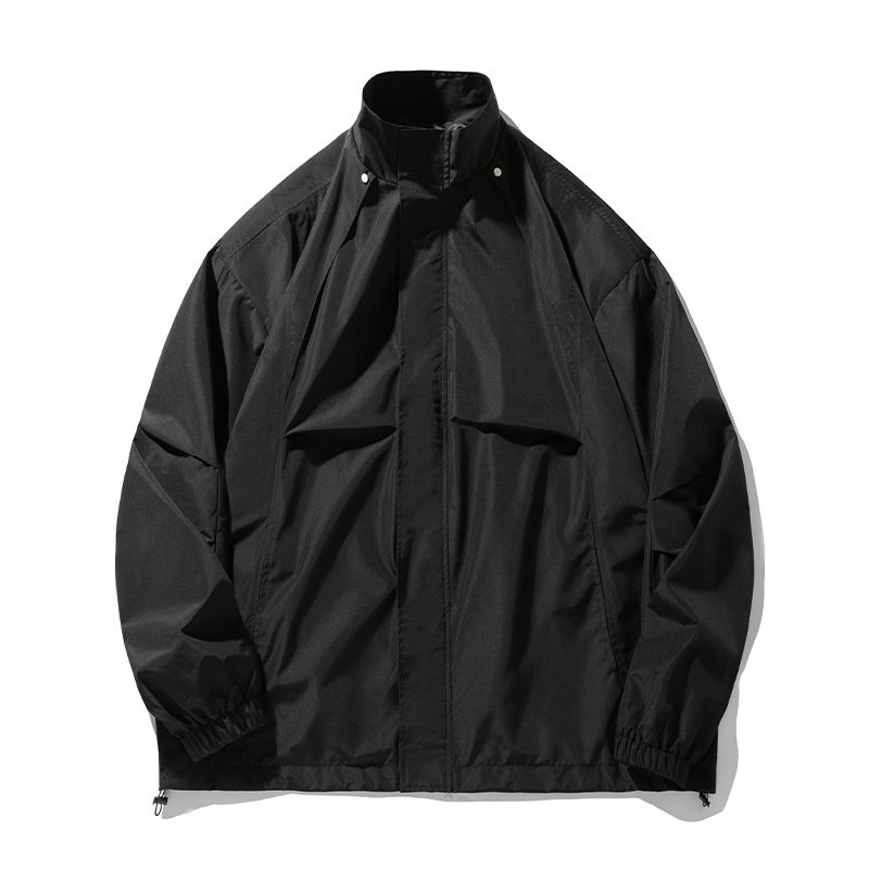 Men's Lightweight Stand Collar Spring Jackets Zip Closure Loose Design Windbreaker Hiking Work Made Drop Shipping