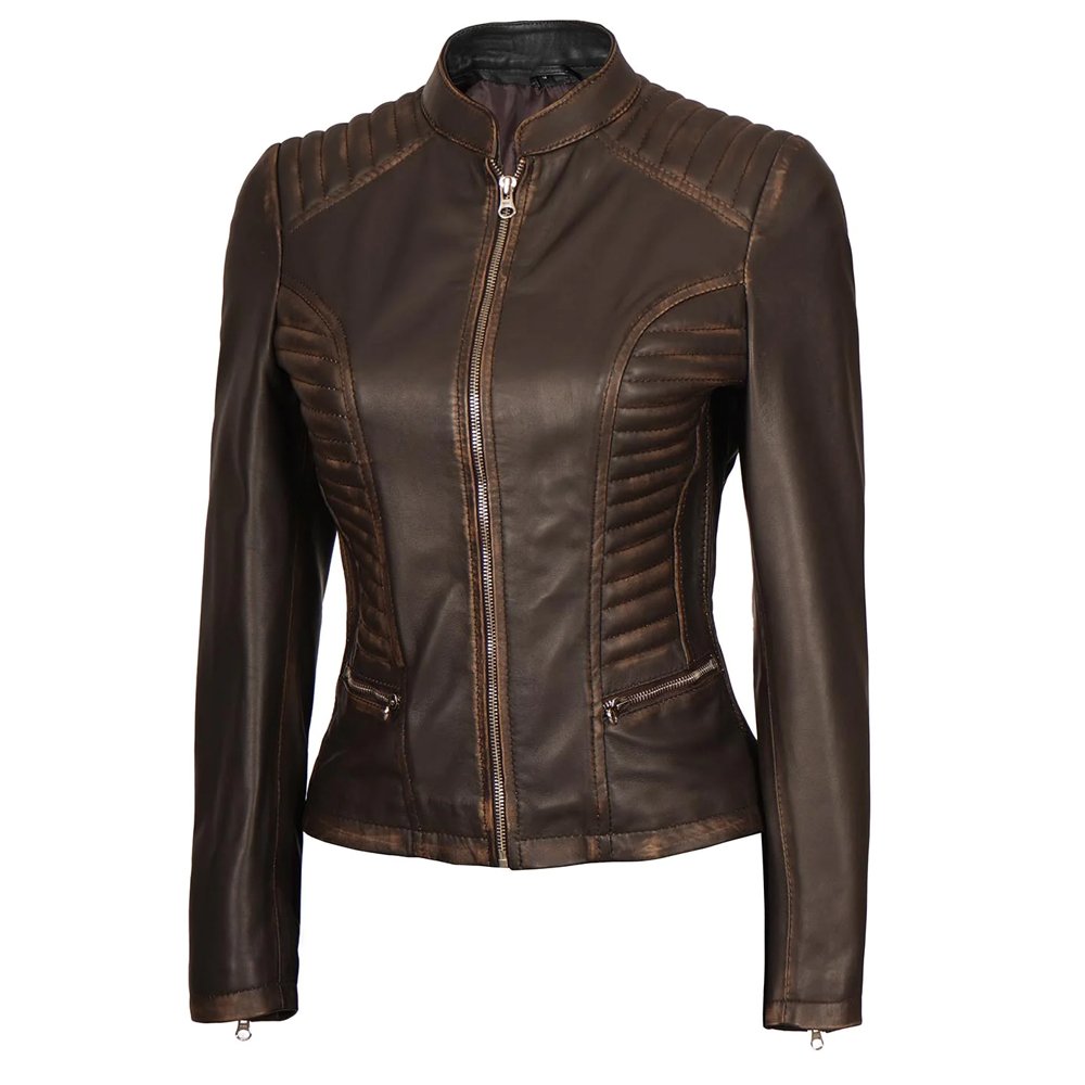 New Design Crocodile Pattern Genuine Leather Motorcycle Coat Fashion Cropped Leather Jacket for Women