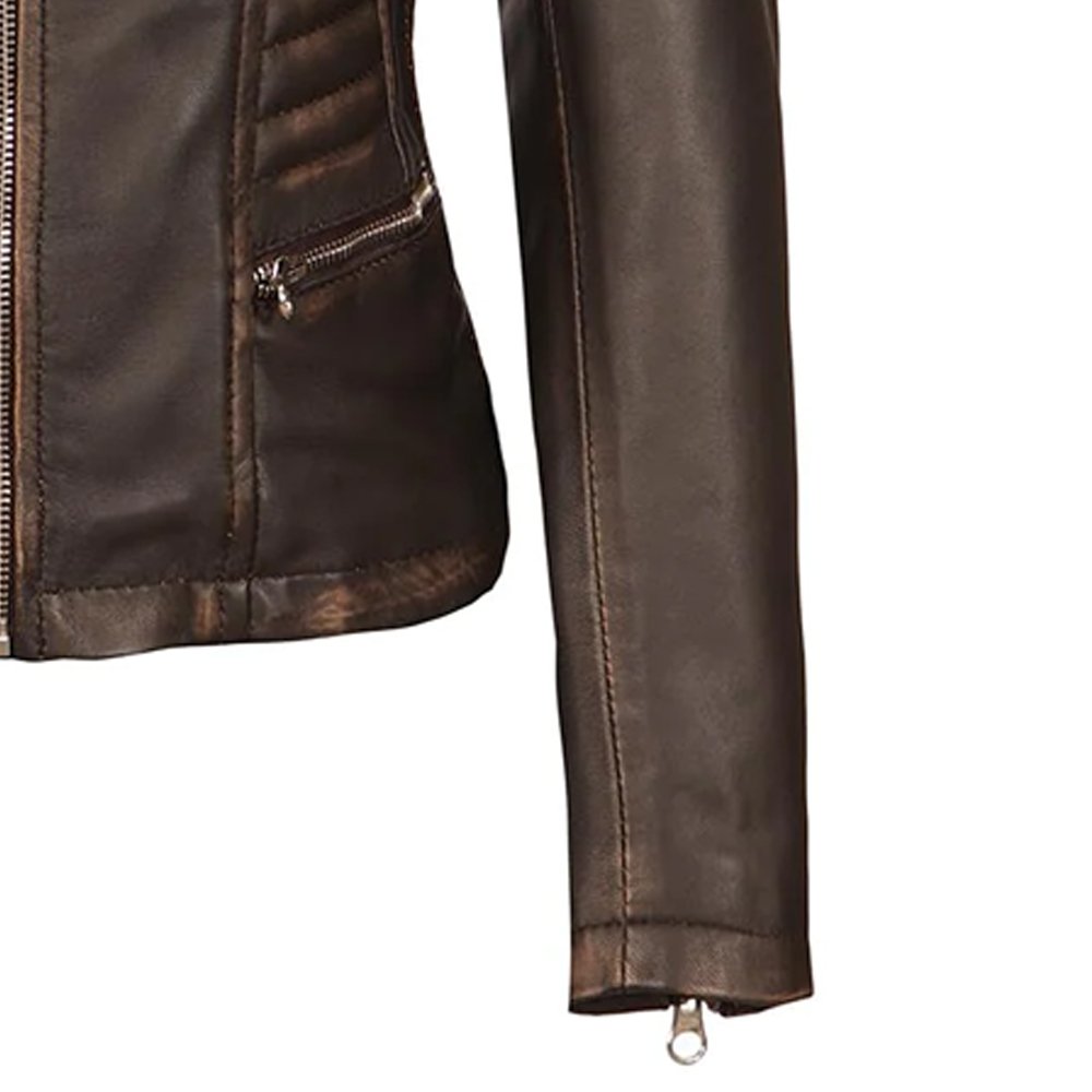 New Design Crocodile Pattern Genuine Leather Motorcycle Coat Fashion Cropped Leather Jacket for Women