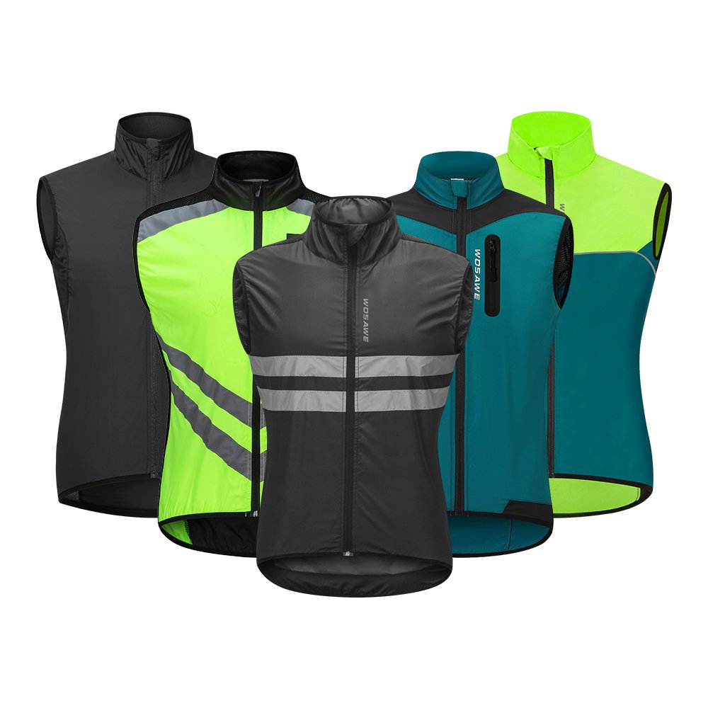 WOSAWE High Visibility Cycling Vest Windbreaker Reflective Gilet MTB Bike Vest Breathable Jogging Fishing Sportswear Mesh Vest