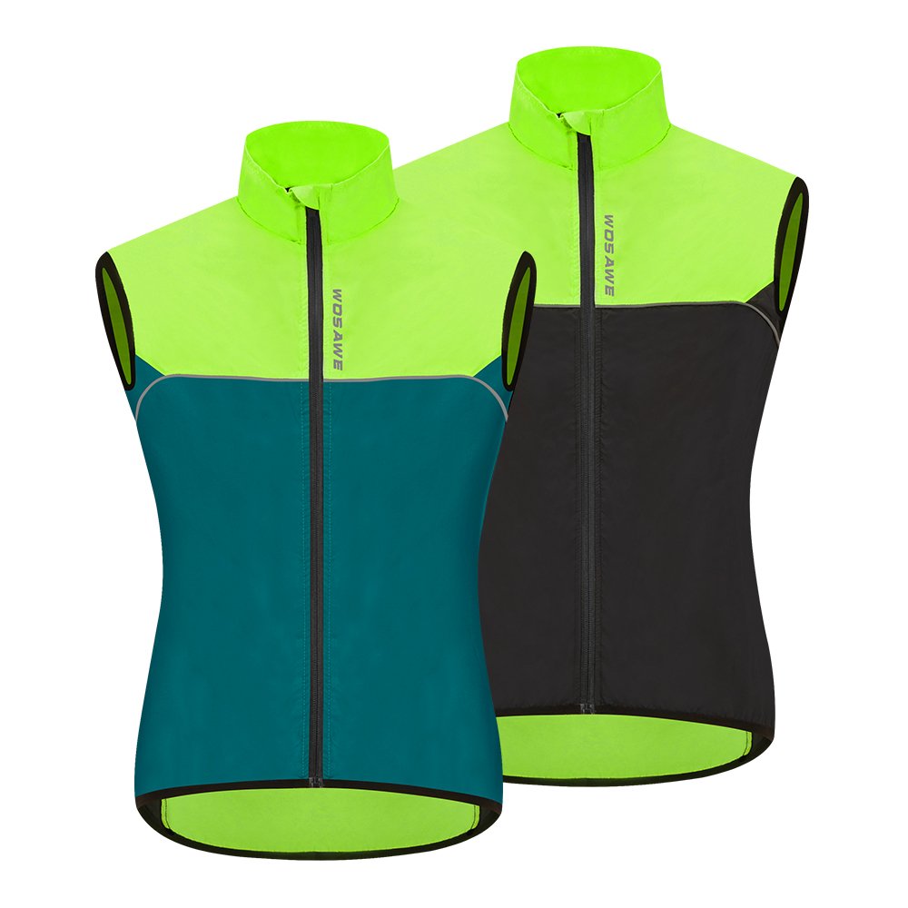 WOSAWE High Visibility Cycling Vest Windbreaker Reflective Gilet MTB Bike Vest Breathable Jogging Fishing Sportswear Mesh Vest