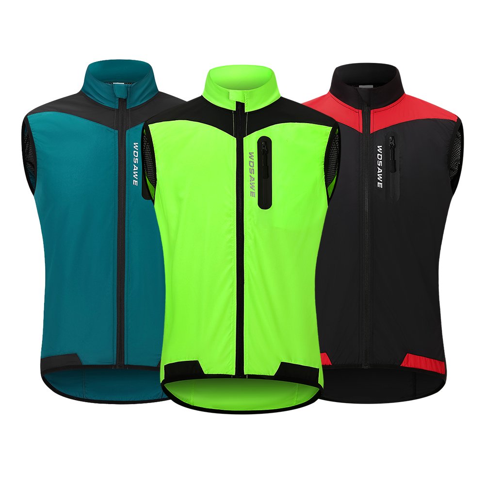 WOSAWE High Visibility Cycling Vest Windbreaker Reflective Gilet MTB Bike Vest Breathable Jogging Fishing Sportswear Mesh Vest