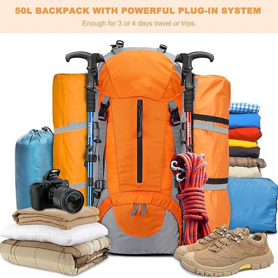 Custom Logo Outdoor Hiking Backpack Nylon Waterproof Sport Bagpack 50L Lightweight Day Pack for Camping Travel Climbing Bags