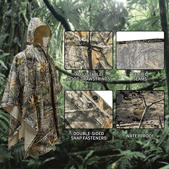 Woqi Waterproof Raincoat Poncho Adults Men Rainwear Rain Poncho For Adults Hiking