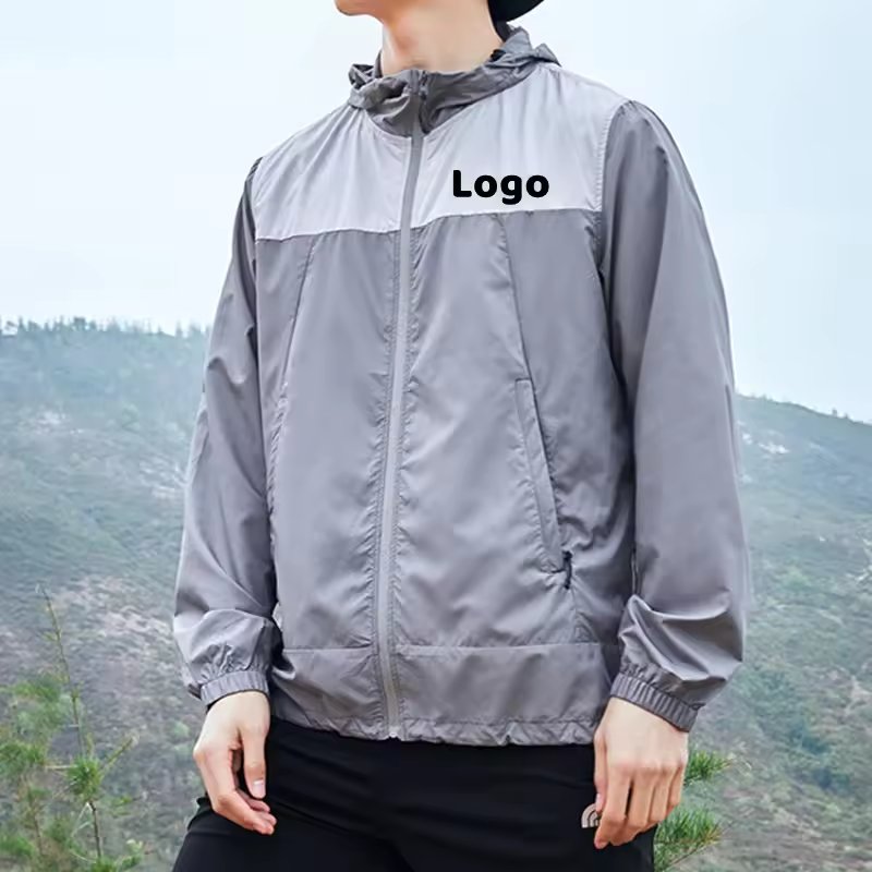 OEM Custom Men Reflective Outdoor Blank Hiking Fishing Soft shell waterproof Windbreaker Jacket For Men
