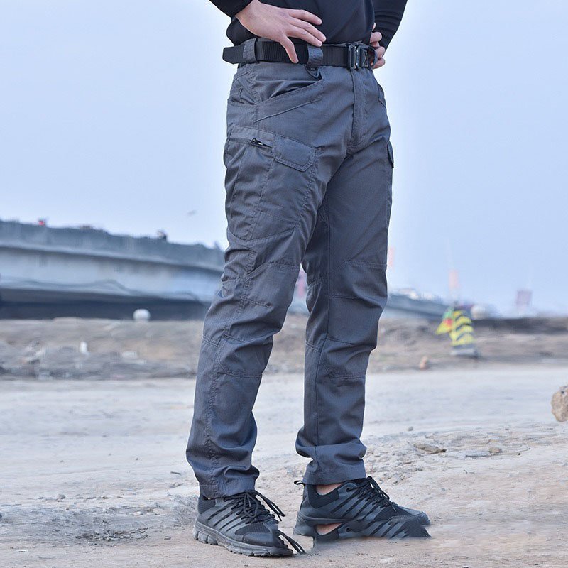 Men's Tactical Cargo Pants Work Outdoor Techwear Hiking Pantalons Casual Khaki Canvas Trousers with Multiple Pockets