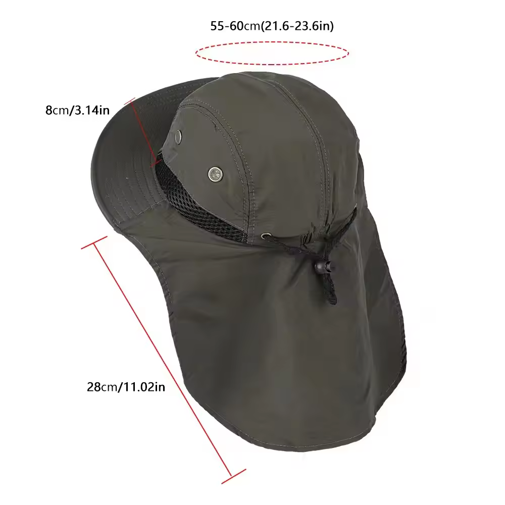 Men Sun Hat Outdoor Quick dry UV Protection Waterproof Safari Hiking Fishing Wide Brim Bucket Hat With Neck Flap