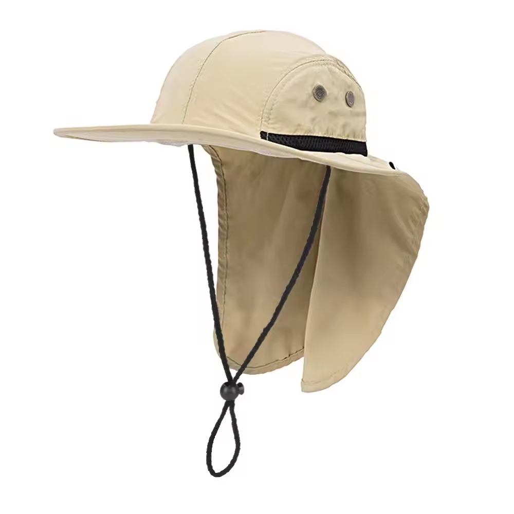 Men Sun Hat Outdoor Quick dry UV Protection Waterproof Safari Hiking Fishing Wide Brim Bucket Hat With Neck Flap
